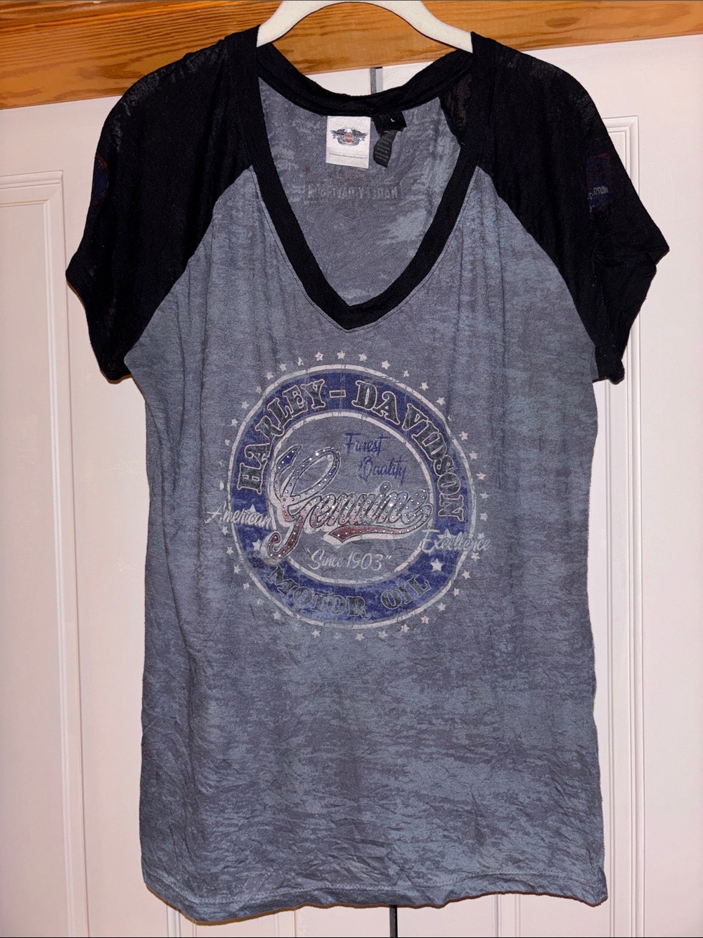 Harley-Davidson Gray and Black Short Sleeve Graphic Tee
